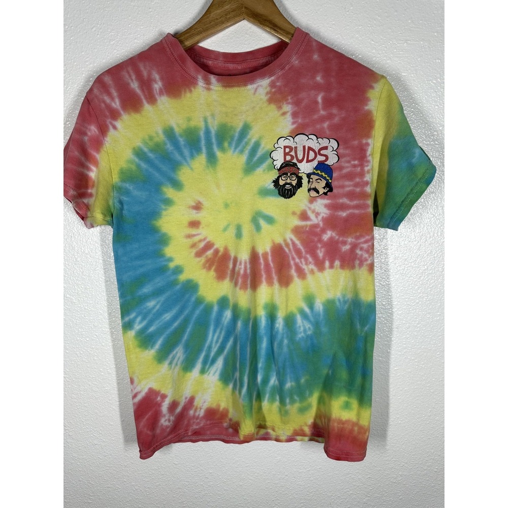 Cheech & Chong Shirt Mens Small Rainbow Tie Dye Spiral Buds Graphic Cotton Tee
